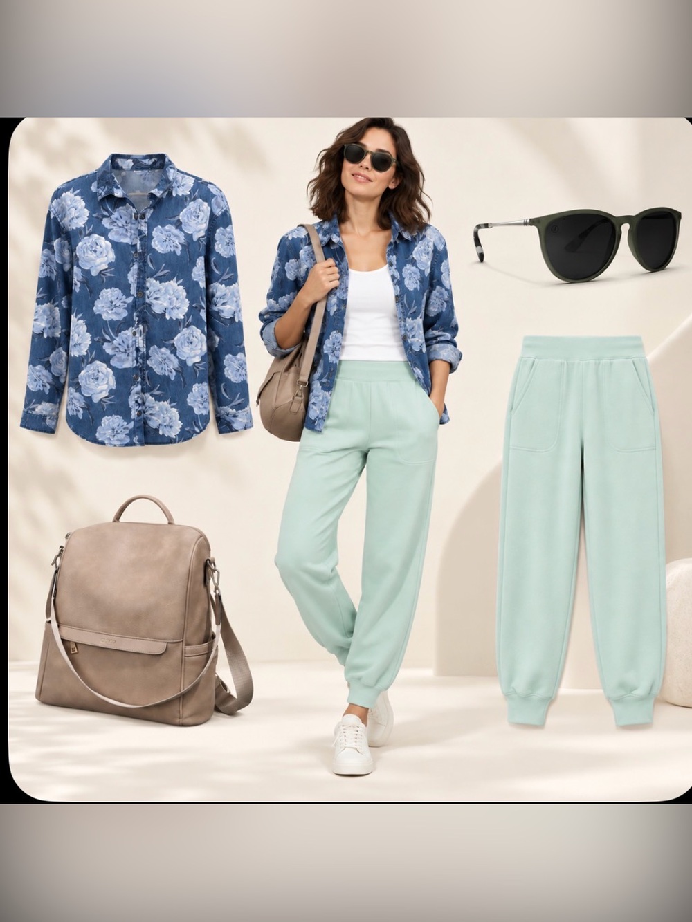 Lets Go! Outfit Tibi Track Joggers, backpack, blenders & top